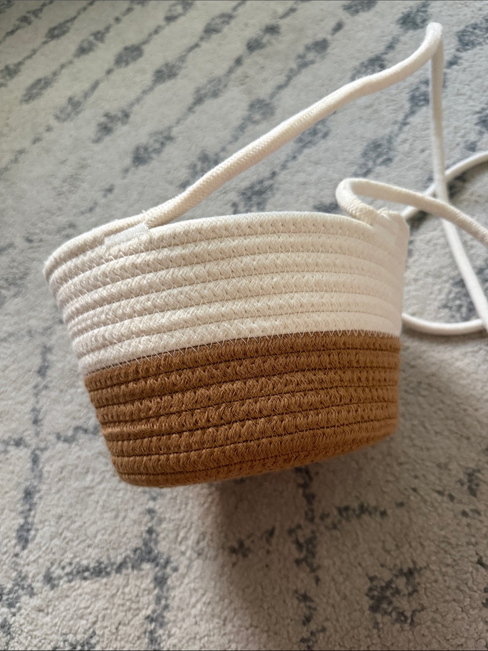 Two-Tone Woven Basket - Cream and Brown